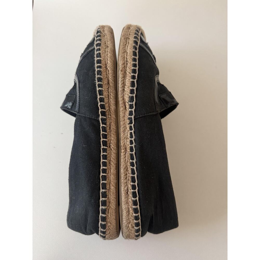 Tory Burch Espadrille Shoes Womens Size 10.5 Poppy Flats Black Canvas Logo - Picture 14 of 14